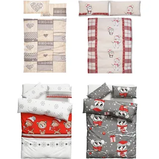 MY HOME Bettwäsche »Janina in Gr. 135x200 oder 155x220 cm« 2 Stk. tlg. 100% Baumwolle, viele Winterdesigns: Patchwork, Schneemann, Eule, Bär, rot