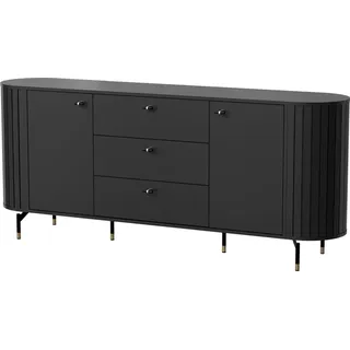 Selsey Zante - Sideboard 2-türig mit 3 Schubladen, schwarz, 190 cm - Schwarz