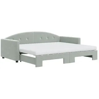 vidaXL Tagesbett Ausziehbar mit Matratzen 90 x 200 cm grau