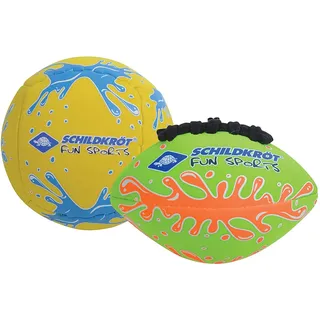 Schildkröt Mini-Ball-Duo Pack, Set bestehend aus 1 Volley und 1 American Football, Ø 9cm, griffig und salzwasserfest, ideal für Strand und Wasser, 970282