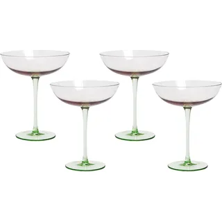 BELIANI Martinigläser 4er Set Transparent Pastellrosa u. Grün 250 ml 25 cl Fassungsvermögen Mundgeblasen Cocktailgläser Glaswaren - Transparent, Rosa, Grün