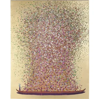 Kare DESIGN Wandbild 120 x 160 cm Flower Boat Naturfaser Gold