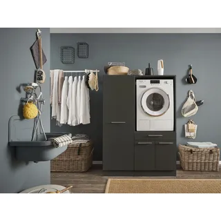 laundreezy Waschmaschinenschrank und Mehrzweckschrank, Anthrazit - Waschmaschinen-Überbauschrank TÜV-zertifiziert mit viel Stauraum - 117,5 x 162 x 67,5 cm (B/H/T)