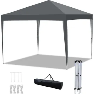 Izrielar Faltpavillon 3x3 m wasserdicht, Pavillon faltbar mit Tasche, stabiles Gartenzelt & Partyzelt für Garten, Camping, Strand & Outdoor, Grau - Grau