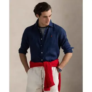 Polo Ralph Lauren für Herren. 710966294006 Blaues Oxford-Hemd (XL), Lässig, Leinen, Langarm, Marine