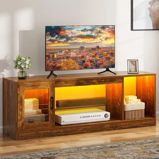 DWVO TV-Lowboard 148 cm Braun Glas