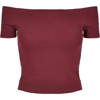 URBAN CLASSICS Ladies Off Shoulder Rib Tee Rot, Größe XL