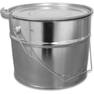 plasteo 6 Liter Weißblecheimer Hobbock inkl. Deckel mit Spannring Stabiler Metallgriff | Luft und Flüssigkeitsdicht Robust und Stapelbar