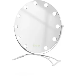 Emke Schminkspiegel Runder mit Beleuchtung, Weiß, ф50 cm , Glas , 50x6x50 cm , Spiegel, Schminkspiegel