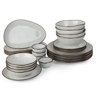 Holst Porzellan RT 011 SET 24 Porzellan 24-tlg. Tafelservice für 4 Personen "Reaktives Porzellan" Arena, beige