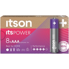 ITSON, Batterien AAA, 8 Stück, 1.5V, Alkaline Batterien, für Uhren, Taschenlampen, Fernbedienungen, umweltfreundliche Verpackung 95% recycelt
