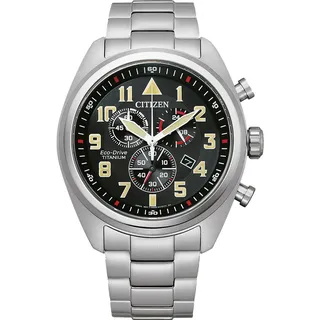 Citizen Eco-Drive Super-Titanium Chronograph Quarz Schwarz 43 mm AT2480-81E