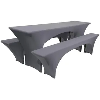Beautissu Biertischhusse 50cm Stretch Anthrazit 3tlg.