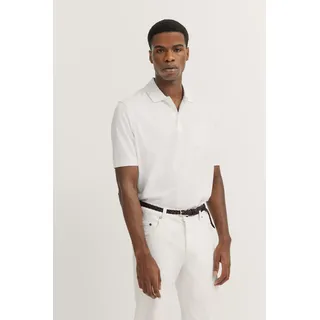 Poloshirt BUGATTI, Herren, Gr. S, weiß (10, weiß), 50% Baumwolle, 50% Polyester, unifarben, regular fit, ohne Ausschnitt, Bündchen, Shirts Poloshirt, mit Brusttasche