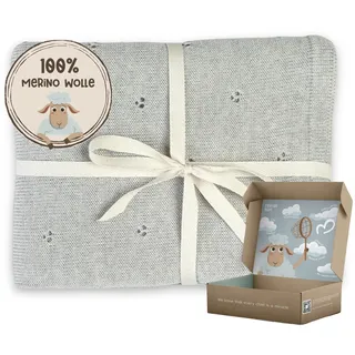 MIRARI Kids® Babydecke 100% Merinowolle - Wolldecke Baby 75 x 100 cm | Merino Decke aus Wolle, Einschlagdecke Babyschale, Kinderwagen Winter, Erstausstattung Neugeborene, Geschenk Geschenkbox