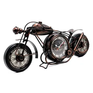 YOUKI Metall-Motorrad-Kunst Wanddekoration Schreibtischregal Uhren ohne Ticken batteriebetrieben Dekorative Geschenkidee für zu Hause, Wanddekorationen für Schlafzimmer Büro 42 x 3.8 x 20 cm, Bronze