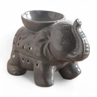 Brûle-Parfum Céramy Grauer Elefant - Duftende Atmosphäre - Modisches Kunsthandwerk - Einfache Aromatherapie - Duftender Schmelzbrenner - Deko Bulldogge - Elefantenfigur - 45 ml - H 13cm – Zen’Arôme