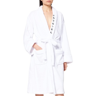 Groovy: FRIENDS Herren Ladies Bathrobe Central Perk Damen Fleece-Bademantel, Weiß, Einheitsgröße Größen