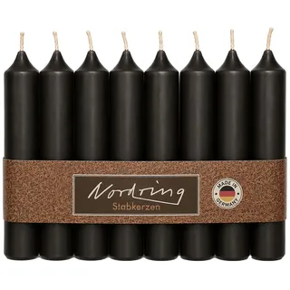 Nordring 8 Stabkerzen schwarz 2,2 x 11 cm hoch | ruß- und raucharm