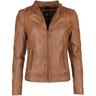 Lederjacke MAZE "Lederjacke Marcie", Damen, Gr. XXL, braun (cognac), Obermaterial: 100% Lammleder LEL. Futter: 100% Polyester PES., Jacken Lederjacke
