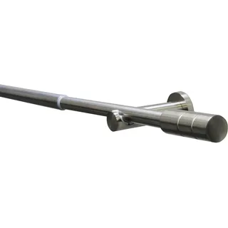 GARDINIA Gardinenstangen-Set Kreta, Komplettstilgarnitur inkl. Befestigungsmaterial, Vorhangstange ausziehbar, 120-210 cm, Metall, Edelstahl-Optik