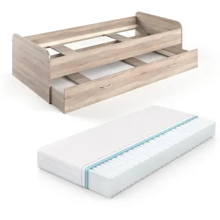 VitaliSpa Jugendbett Enzo inkl. Gästeliege Funktionsbett 90 x 200 cm sonoma