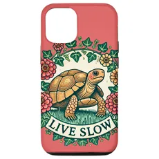 Hülle für iPhone 14 Live Slow, niedliche Schachtelschildkröten-
