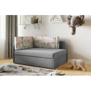 Kaiser Möbel Kinderbett Kindersofa mit schlaffinktion und bettkasten, wachsendes Bett WINNIE Grau-Mine Rechts