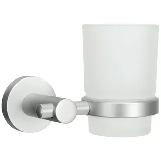 KLEINE WOLKE Zahnputzbecher »Apollo« Glas/Aluminium, silberfarben