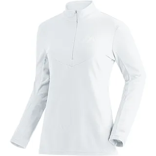 Fleecepullover MAIER SPORTS "Denise HZ W", Damen, Gr. 46, weiß, 100% Polyester, hoch geschlossener Ausschnitt, Sweatshirts Fleecepullover, Damen Midlayer, pflegeleichtes Half-Zip Fleece
