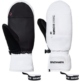 Durio wasserdichte Handschuhe Damen Herren Fäustlinge Touchscreen Skihandschuhe Winterhandschuhe für Laufen Skifahren Wandern Motorrad Radfahren Weiß 1 M