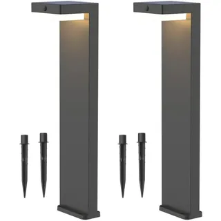G + L Leuchten und mehr LED Solar Wegeleuchten mit Bewegungsmelder 2er-Pack | Solar Standleuchte 3000K 400lm Solarlampen für Außen, Hinterhof, Garten, Rasenbeleuchtung (H=51cm)