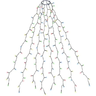 salcar 1,5m Weihnachtsbaum Lichterkette mit Ring und 8 Girlanden, 200er LED Christbaumbeleuchtung für 90cm bis 150cm Tannenbaum, Bunt