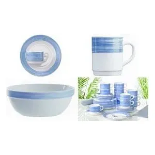 Esmeyer Henkelbecher "BRUSH", Inhalt: 0,25 l, blau Hartglas-Geschirr, Streifen-Dekoration im Pinsellook - 6 Stück (415-007)