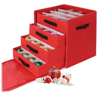Relaxdays Weihnachtskugel Aufbewahrungsbox, für Christbaumschmuck, Polyester, Pappe, Kugelbox, Größenwahl, Farbwahl