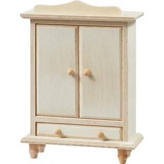 Hobbyfun Miniatur Kleiderschrank 1:12 Scale Beige Holz Traditionell/Rustikal