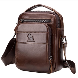 BAIGIO Leder Umhängetasche Herren Schultertasche Vintage Männer Tasche Crossbody Bag Herrentasche zum Umhängen Ledertasche mit Verstellbarem Gurt für Business Arbeit Reise