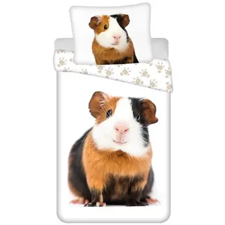 Jerry Fabrics Leinen-Fotodruck Meerschweinchen Beige 140 x 200 cm + 70 x 90 cm