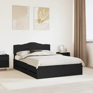 vidaXL Bettrahmen mit Schubladen Schwarz 140 x 190 cm Ingenieurs Holz - Schwarz