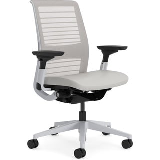 Steelcase Think Glow Up Ergonomischer Bürostuhl mit LiveBack Lumbalstütze, 4D-Armlehnen, nachhaltigem Design Möwengrau /Frost