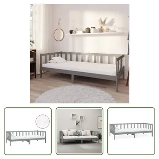 The Living Store Tagesbett mit Matratze 90x200 cm Grau Kiefer Massivholz - Grau