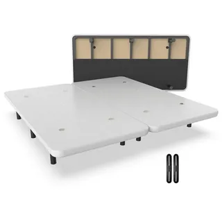 Nalui - Gepolsterter Boden, 180 x 200 cm, verstärkt mit 12 Beinen hoch 25 cm und 5 Querstreben, 3D-Polsterung und 8 Belüftungsventile, Weiß (2 Sockel von 90 cm mit