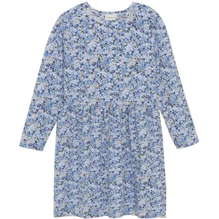 MINYMO Sommerkleid MINYMO "Sommerkleid MIDress LS AOP", Mädchen, Gr. 110, N-Gr, blau (true blau), Obermaterial: 48% Modal CMD. 48% Baumwolle CO. 4% Elasthan EL., Kleider Sommerkleid