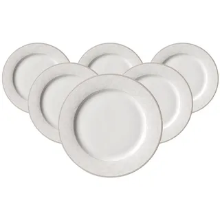 Ritzenhoff & Breker Isabella Dessertteller 20.5 cm, Kuchenteller mit Floral-Dekor im praktischen 6er Set, Porzellan, Spülmaschinengeeignet, Beige