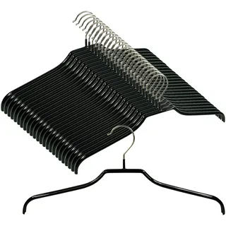 CORTEC 25 x Kleiderbügel aus Metall, Rutschfester Platzspar-Bügel, schwarz Gummi-beschichtet