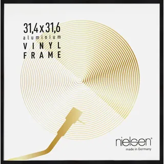 nielsen Schallplatten Rahmen, 31,4 x 31,6 cm, Aluminium, Schwarz matt, Vinyl Rahmen zum Aufhängen im Hoch- & Querformat, bruchsicheres Kunstglas, Vinyl Alu