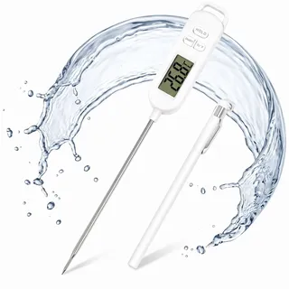 Romon Fleischthermometer, Kabellos Einstechthermometer Digital mit 15cm IPX7 Sonde, Messbereich -30°C bis 300°C – Weiß Digital Meat Thermometer mit LCD Display für Grill, Steak, Backen, Babybrei