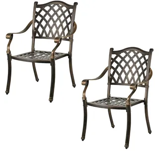 Relaxdays Gartenstuhl 2er Set 63 x 63 x 91 cm schwarz/bronze
