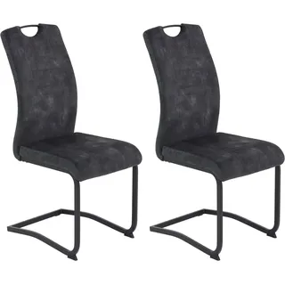 Hela Esszimmerstuhl Tabea Freischwinger Kunstleder grau 2er Set
