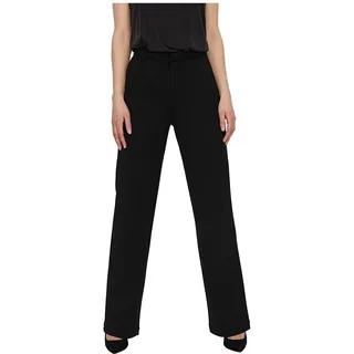 VERO MODA Legere Stoffhose Elegante Damen Stretch Culotte Gerade Business Pants, Farben:Schwarz-2, Größe:XXL / 32L, Z-Länge:L32